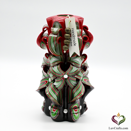 Crimson Red Ribbons – Hand-Carved Luxury Candle