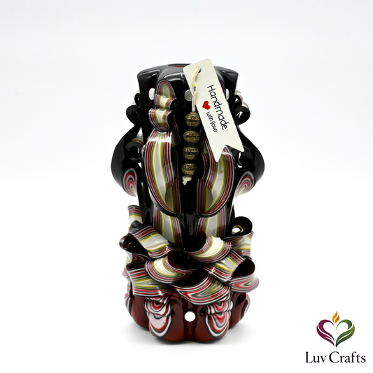 Crimson Noir Ribbons – Hand-Carved Luxury Candle