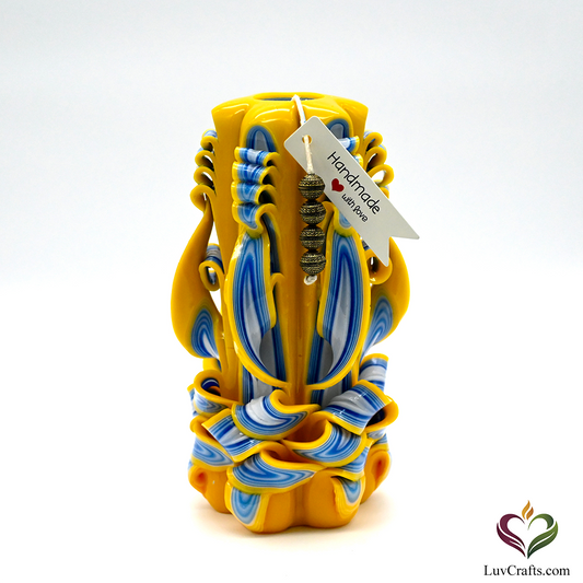 Golden Yellow Ribbons – Hand-Carved Luxury Candle