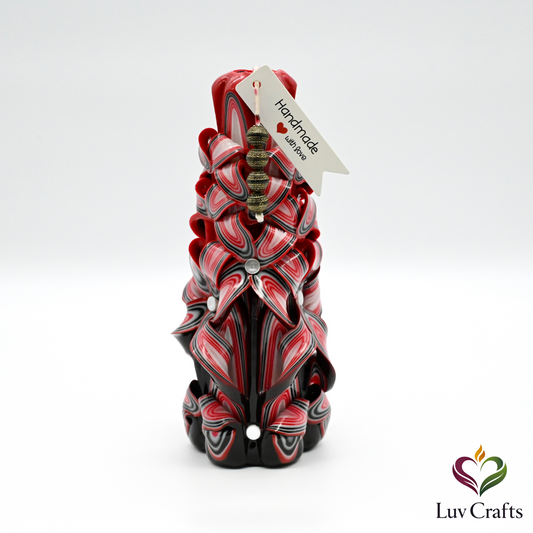 Scarlet Noir Ribbons – Hand-Carved Luxury Candle