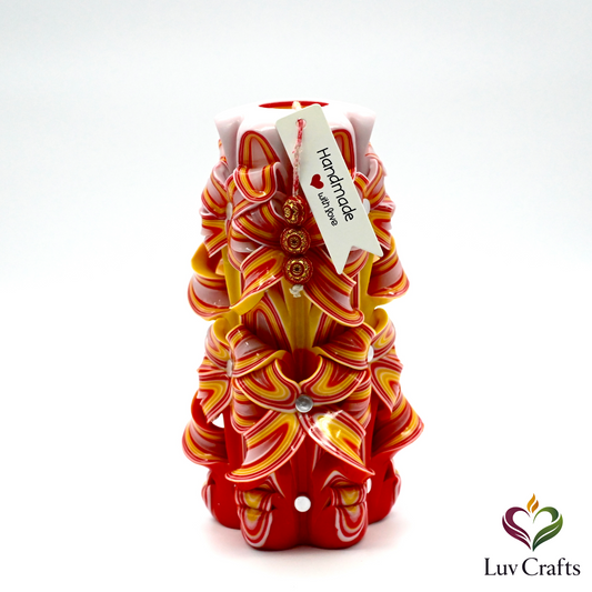 Scarlet Sunrise Ribbons – Hand-Carved Luxury Candle
