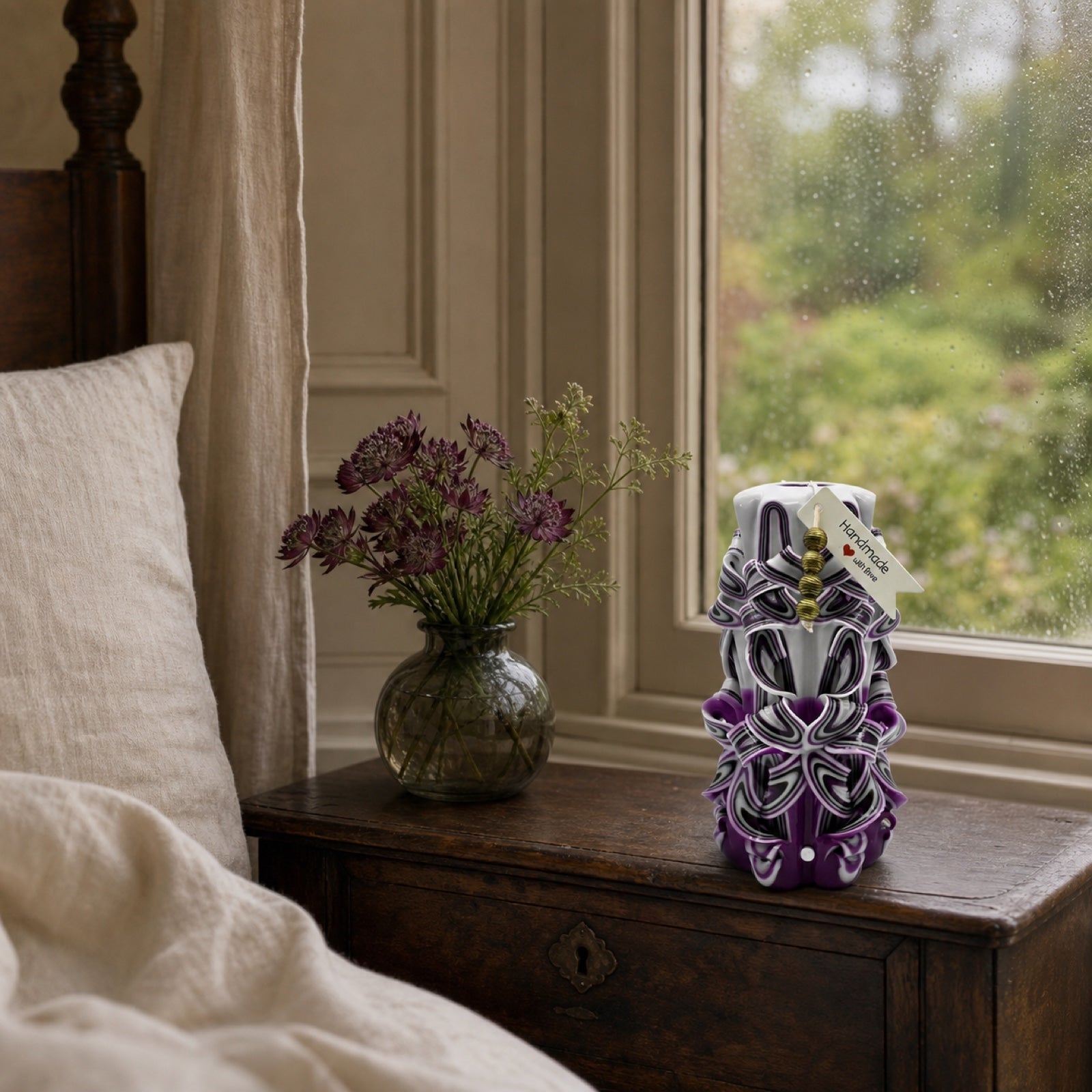 An original Velvet Amethyst carved candle