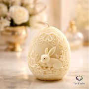 Ivory Easter Egg Candle – Bunny Floral Sculpted Luxury Edition