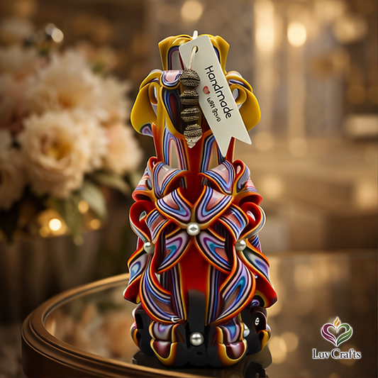 Golden Ember Ribbons – Hand-Carved Luxury Candle