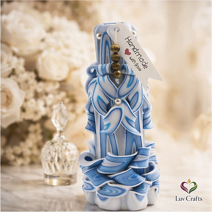 Azure Flow Ribbons – Hand-Carved Luxury Candle