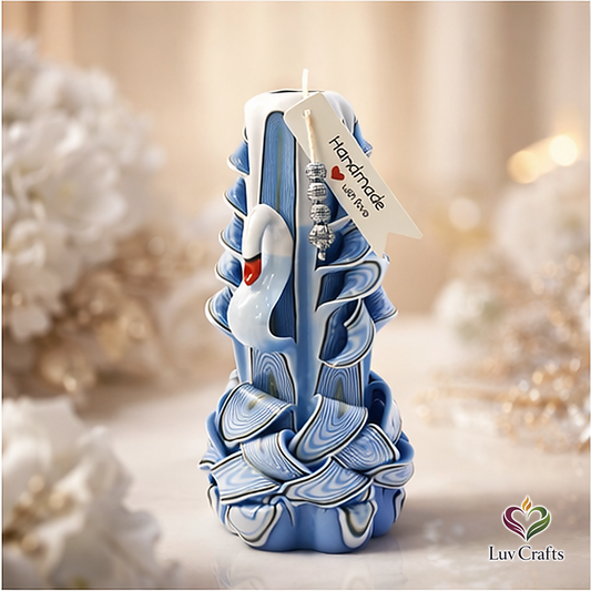 Azure Swan Ribbons – Hand-Carved Luxury Candle