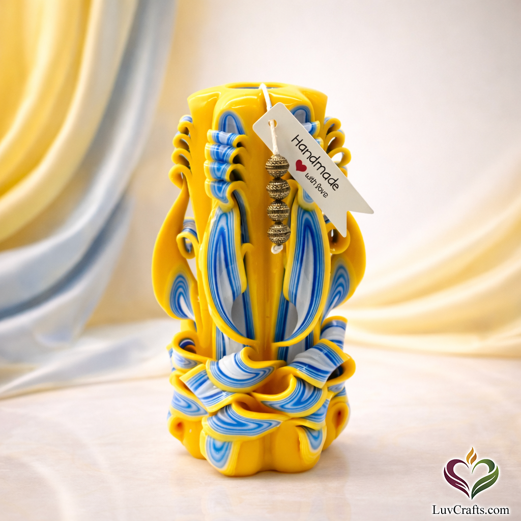 Golden Yellow Ribbons – Hand-Carved Luxury Candle