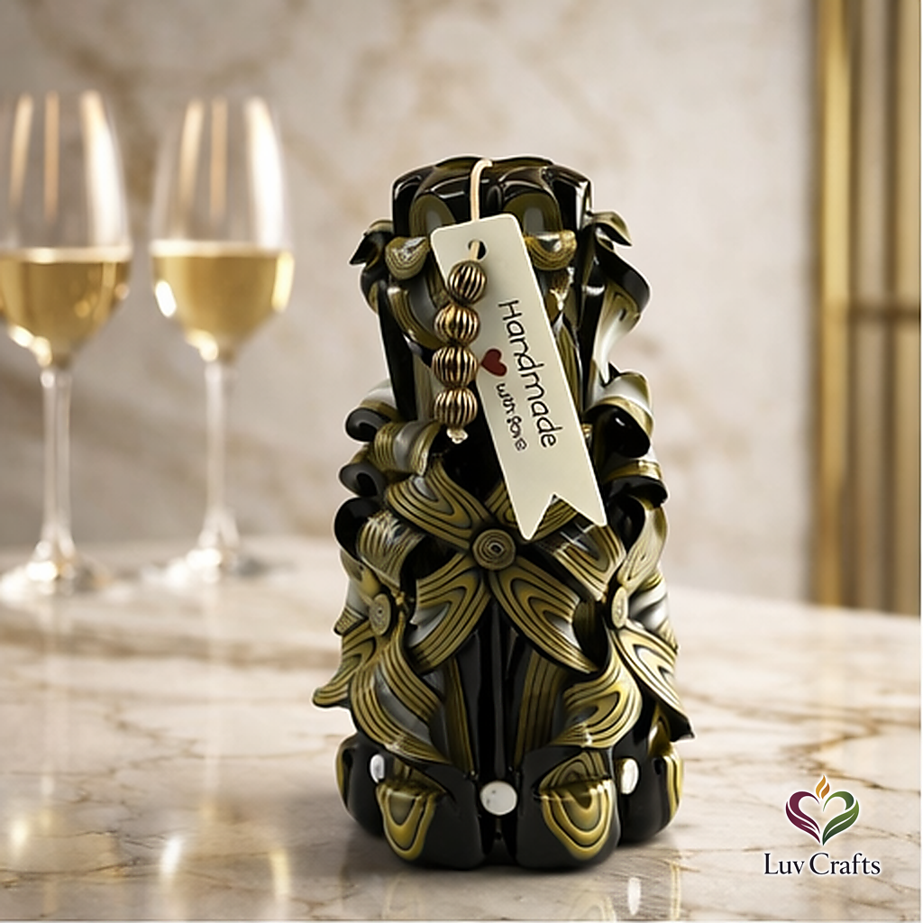 Olive Noir Ribbons – Hand-Carved Luxury Candle