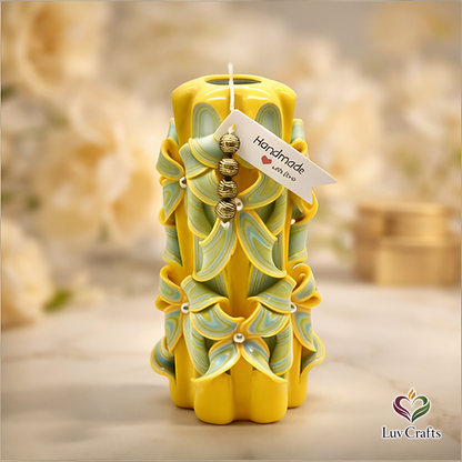 Golden Horizon Ribbons – Hand-Carved Luxury Candle (Extra Large)
