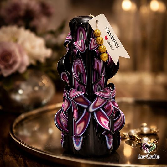 Midnight Plum Ribbons – Hand-Carved Luxury Candle