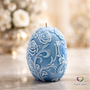 Light Blue Easter Egg Candle – Floral Sculpted Luxury Edition