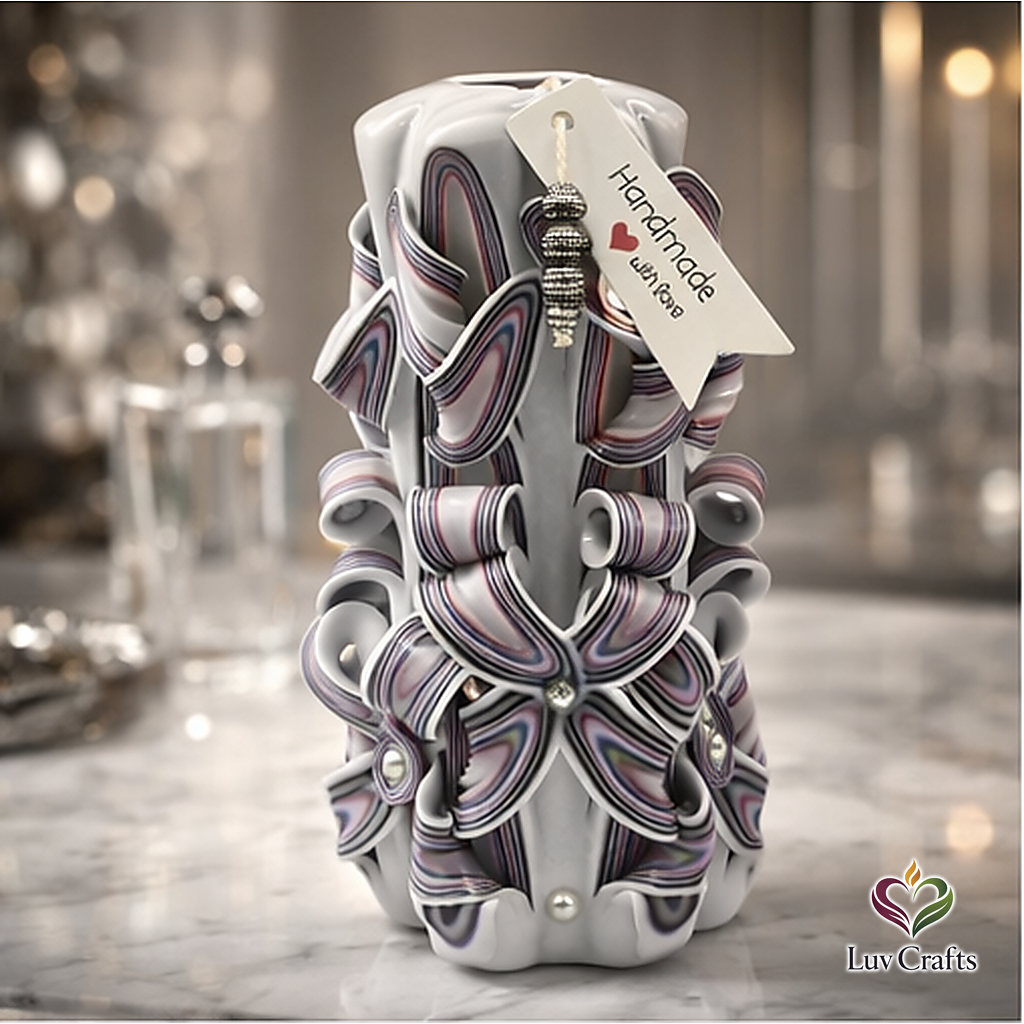 Midnight Violet Ribbons – Hand-Carved Luxury Candle