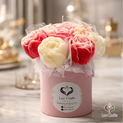 Blush Petite Bloom Box – Small Luxury Flower Candle Bouquet