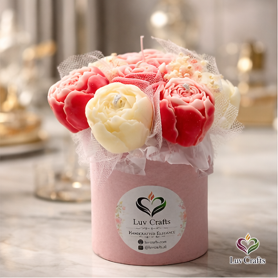 Blush Petite Bloom Box – Small Luxury Flower Candle Bouquet