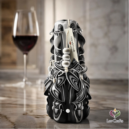 Noir Ivory Ribbons – Hand-Carved Luxury Candle