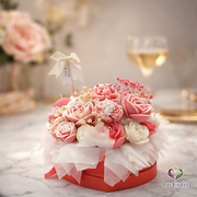 Blush Rose Heart Bloom – Luxury Flower Candle Bouquet