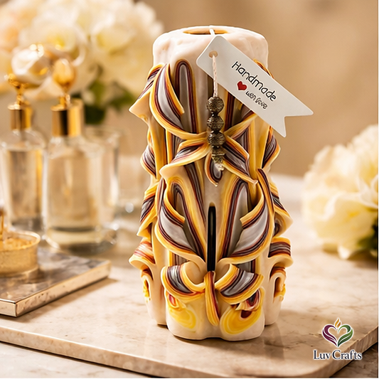 Solar Veil Ribbons – Hand-Carved Luxury Candle