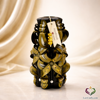 Obsidian Gold Ribbons – Hand-Carved Luxury Candle