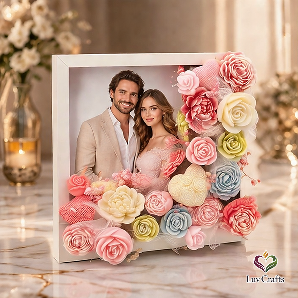 Blossom Frame – personalized soy flower candle art by Luv Crafts