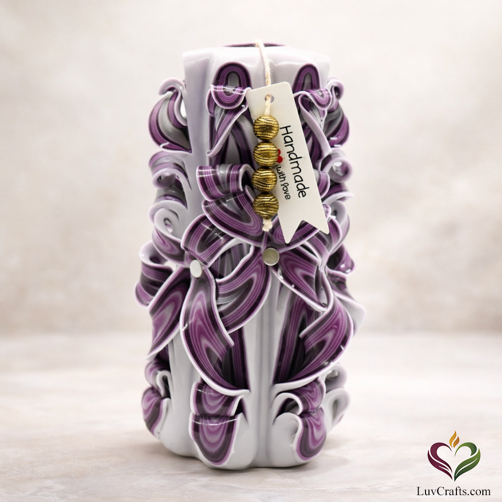 Amethyst Purple Ribbons – Hand-Carved Luxury Candle