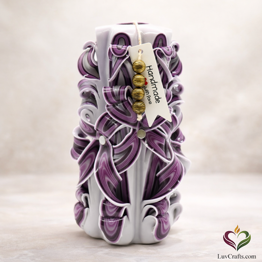 Amethyst Purple Ribbons – Hand-Carved Luxury Candle