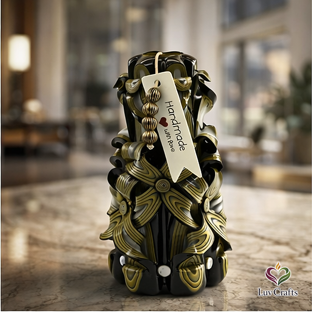 Olive Noir Ribbons – Hand-Carved Luxury Candle