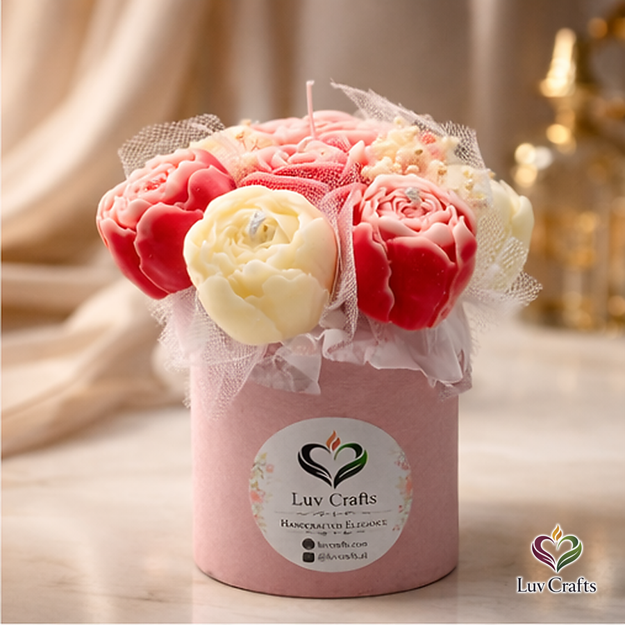 Blush Petite Bloom Box – Small Luxury Flower Candle Bouquet