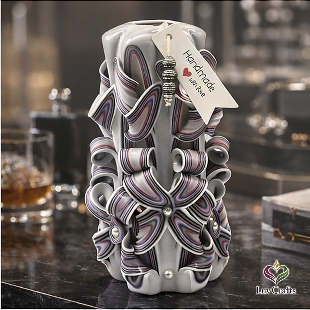 Midnight Violet Ribbons – Hand-Carved Luxury Candle