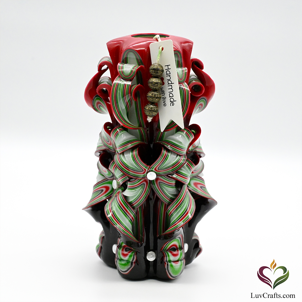 Crimson Red Ribbons – Hand-Carved Luxury Candle