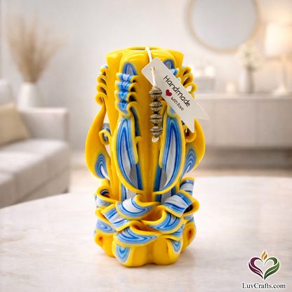 Golden Yellow Ribbons – Hand-Carved Luxury Candle