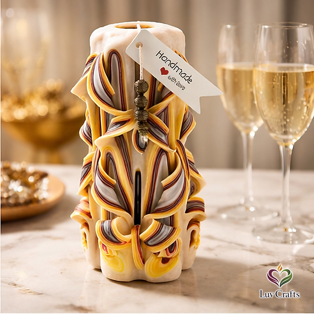 Solar Veil Ribbons – Hand-Carved Luxury Candle