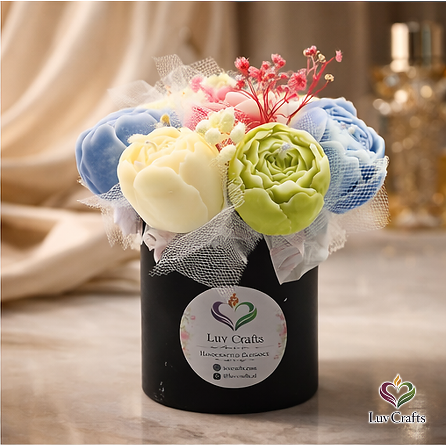 Pastel Garden Petite Bloom Box – Small Luxury Flower Candle Bouquet