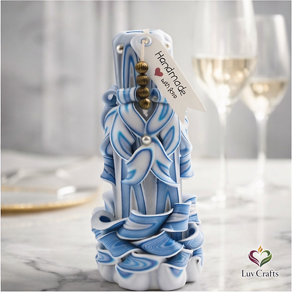 Azure Flow Ribbons – Hand-Carved Luxury Candle
