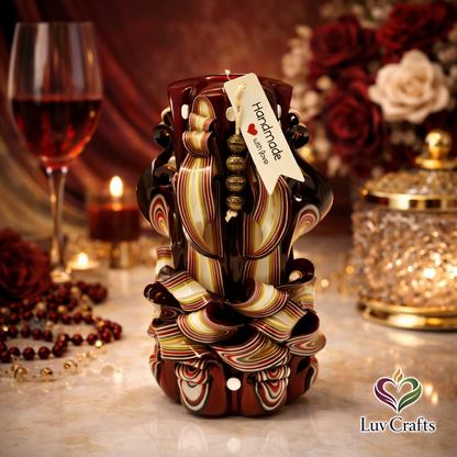 Crimson Noir Ribbons – Hand-Carved Luxury Candle