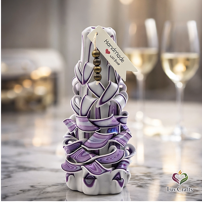 Violet Mist Ribbons – Hand-Carved Luxury Candle