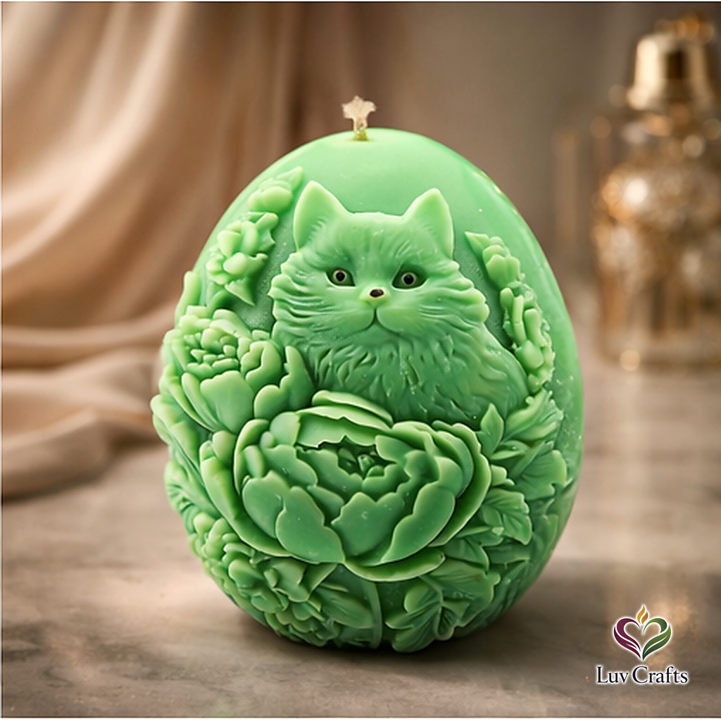 Mint Green Easter Egg Candle – Sculpted Luxury Edition