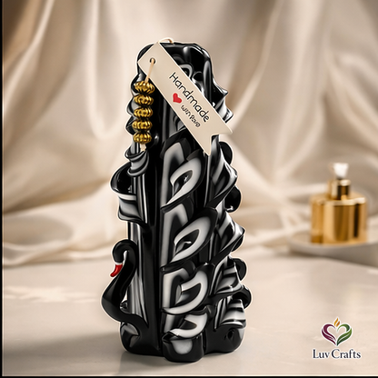 Noir Swan Ribbons – Hand-Carved Luxury Candle