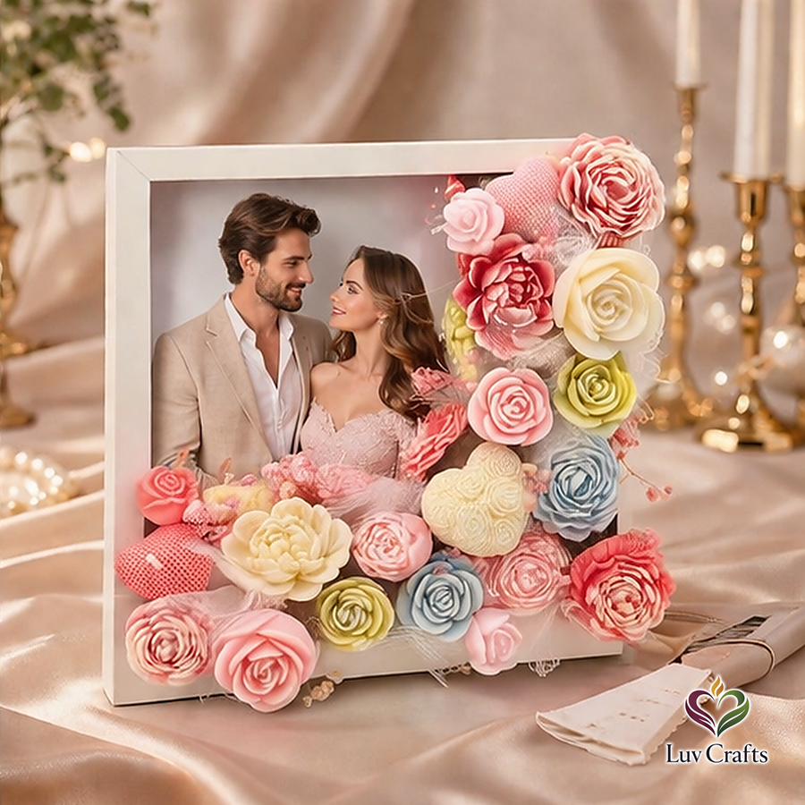 Blossom Frame – Personalized Soy Flower Candle Art