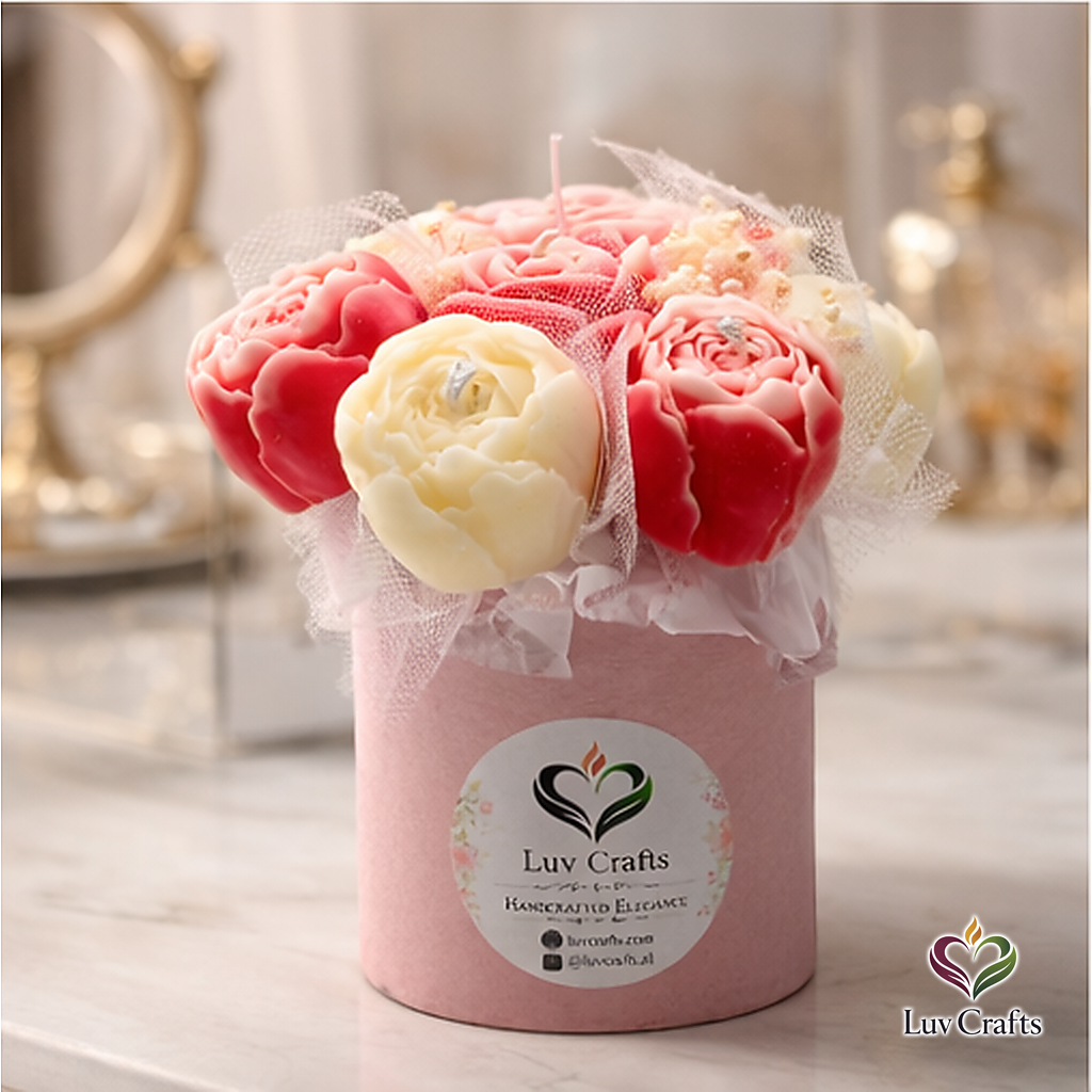 Blush Petite Bloom Box – Small Luxury Flower Candle Bouquet