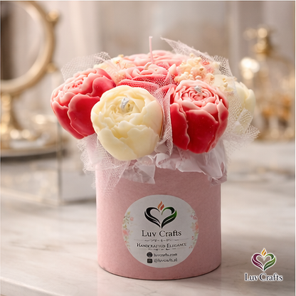 Blush Petite Bloom Box – Small Luxury Flower Candle Bouquet