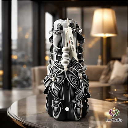 Noir Ivory Ribbons – Hand-Carved Luxury Candle