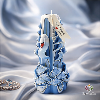 Azure Swan Ribbons – Hand-Carved Luxury Candle