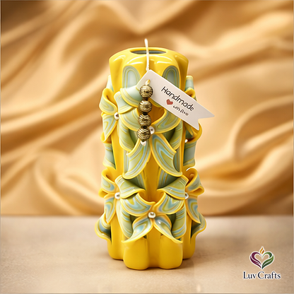 Golden Horizon Ribbons – Hand-Carved Luxury Candle (Extra Large)