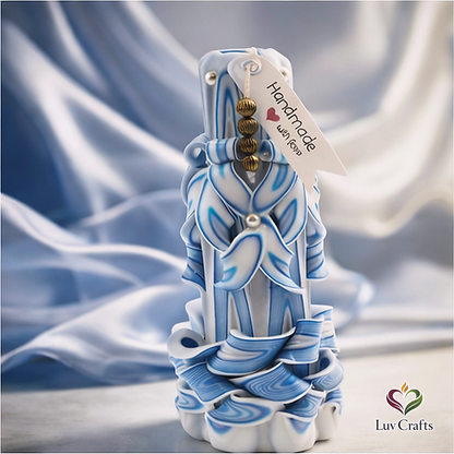 Azure Flow Ribbons – Hand-Carved Luxury Candle