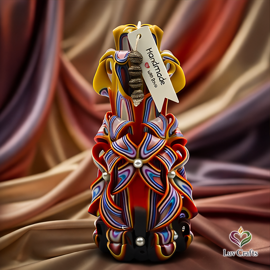 Golden Ember Ribbons – Hand-Carved Luxury Candle