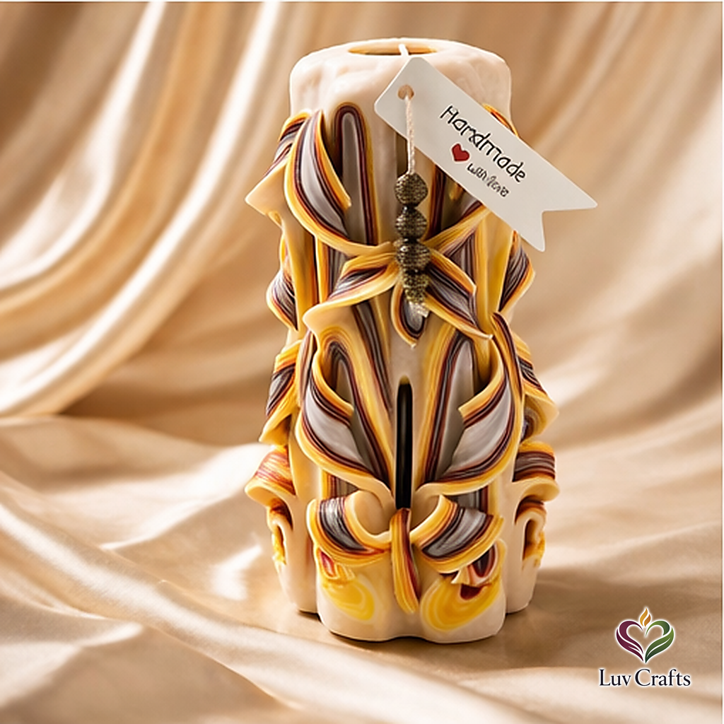 Solar Veil Ribbons – Hand-Carved Luxury Candle