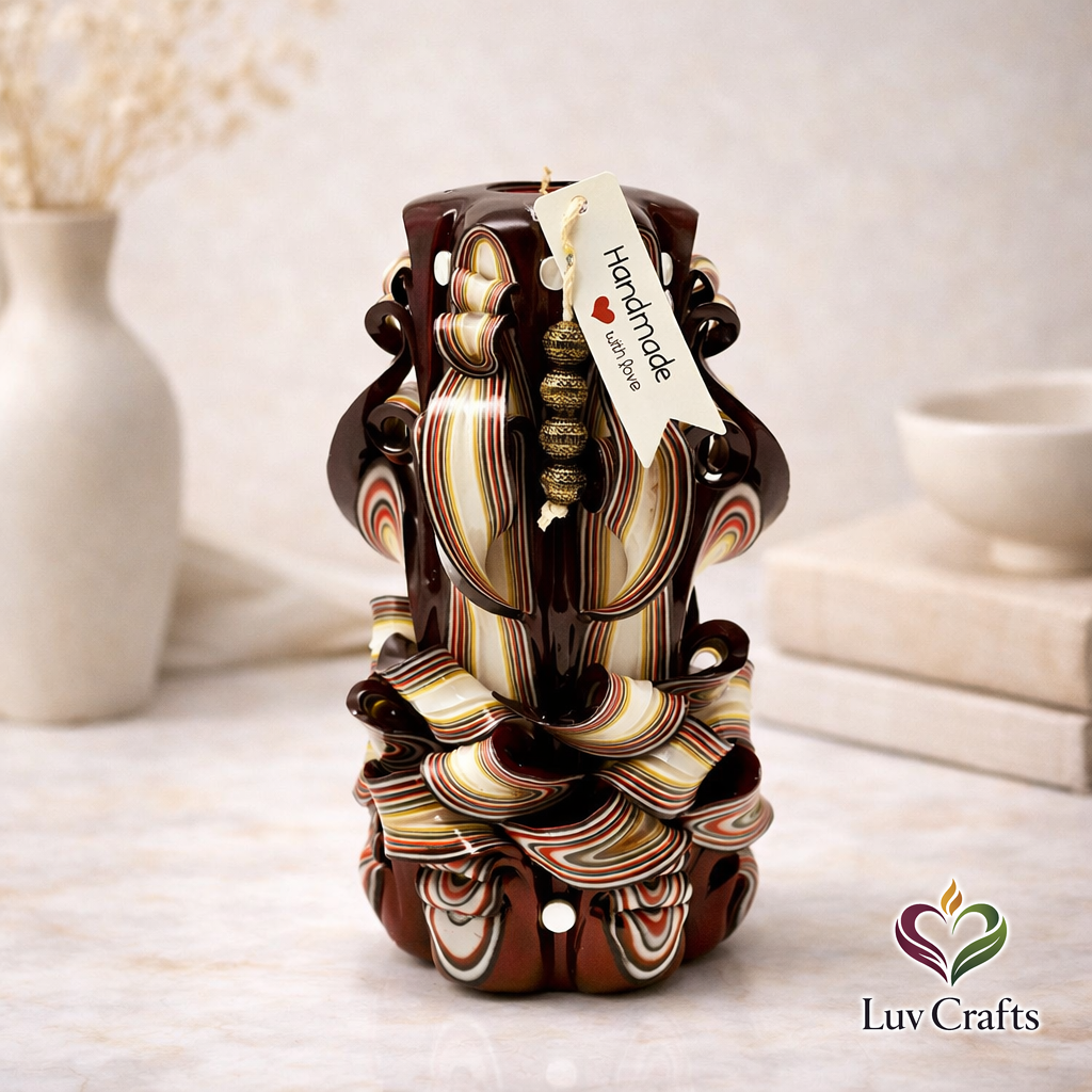 Crimson Noir Ribbons – Hand-Carved Luxury Candle