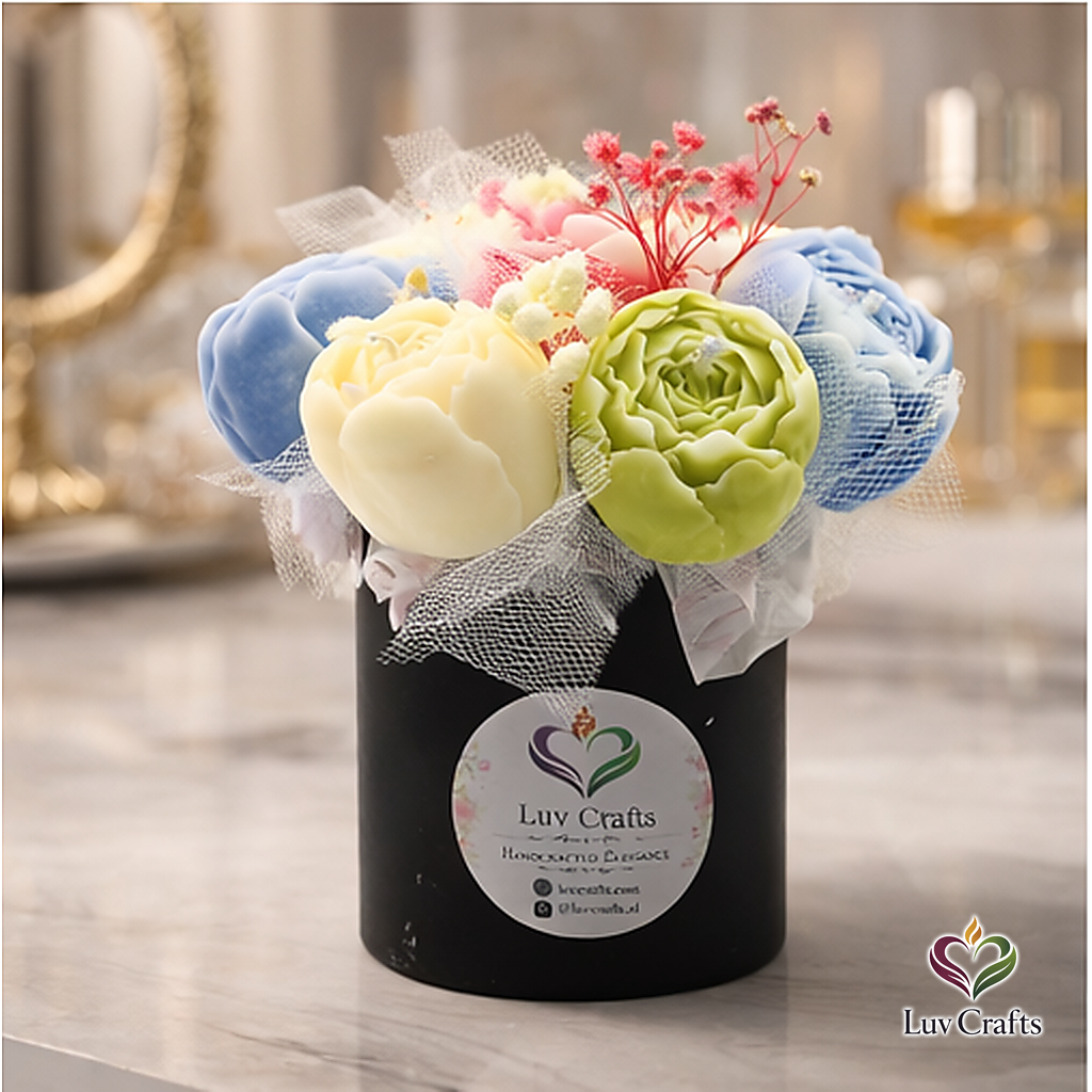 Pastel Garden Petite Bloom Box – Small Luxury Flower Candle Bouquet