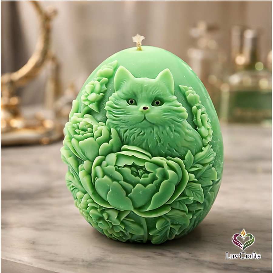 Mint Green Easter Egg Candle – Sculpted Luxury Edition