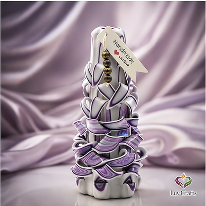 Violet Mist Ribbons – Hand-Carved Luxury Candle